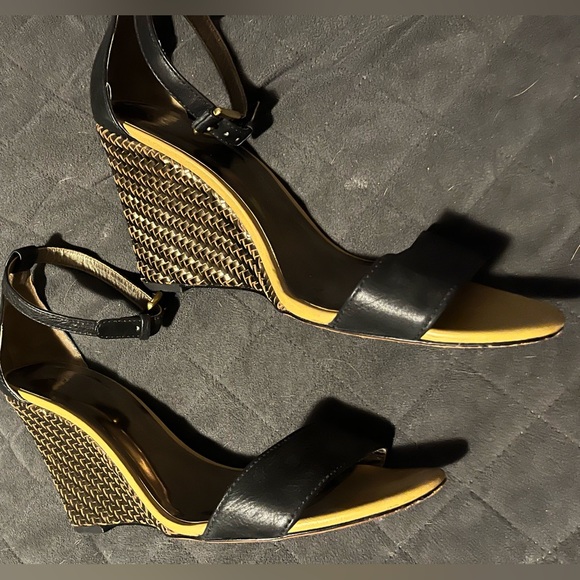 Ladies black and gold Coach wedge heels with strap. US size 10. - Picture 4 of 6